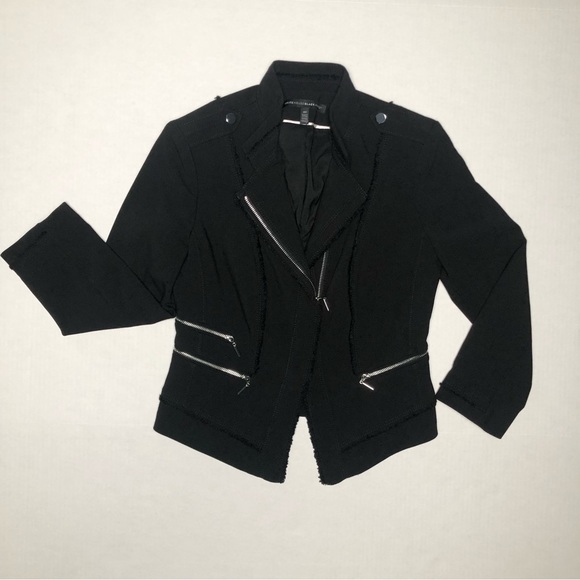 ⭐️NEW⭐️White House Black Market Black  Asymmetrical Zip Moto BikerJacket Blazer - Picture 10 of 13